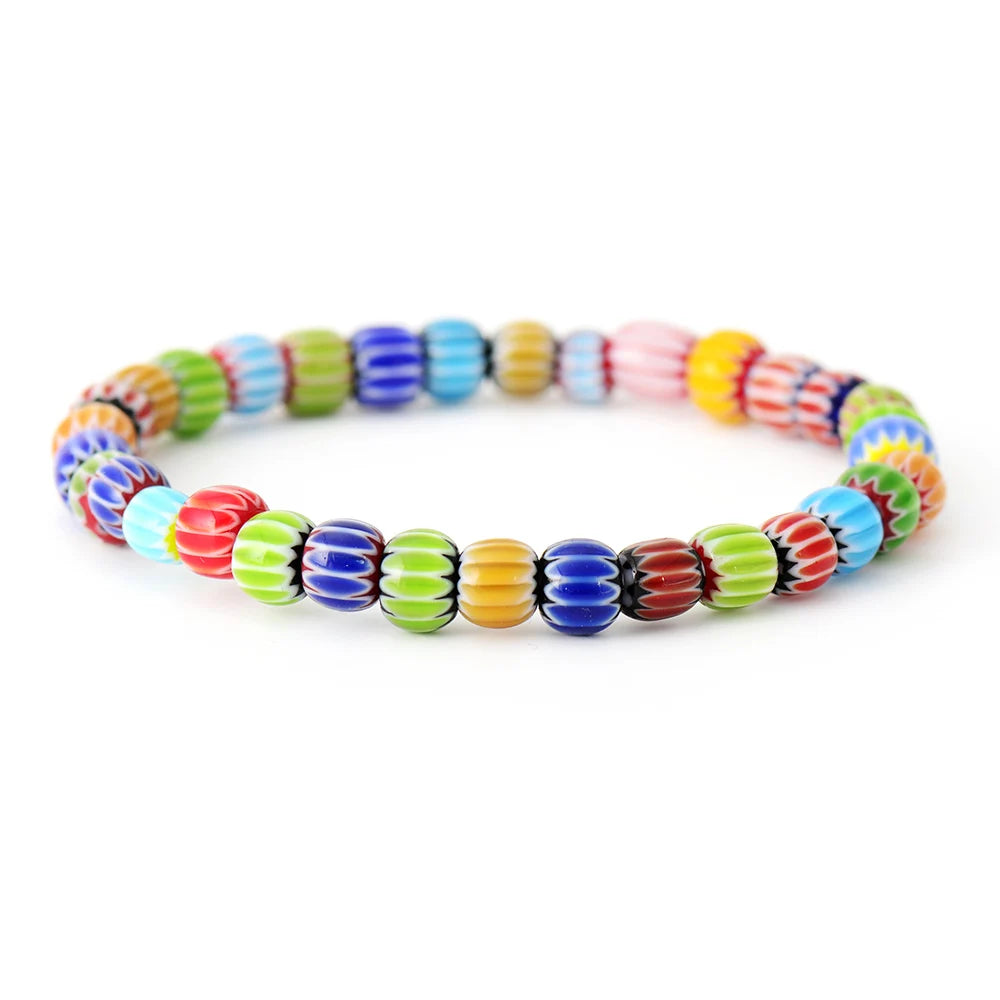 Natural Gemstones & Glazed Beads Hippie Bracelet Set