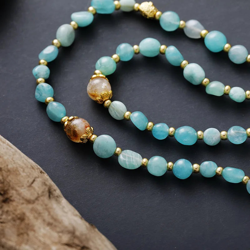 Natural Amazonite Boho Chic Necklace