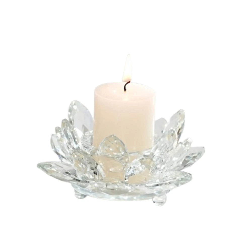 Crystal Glass Lotus Candle Holder