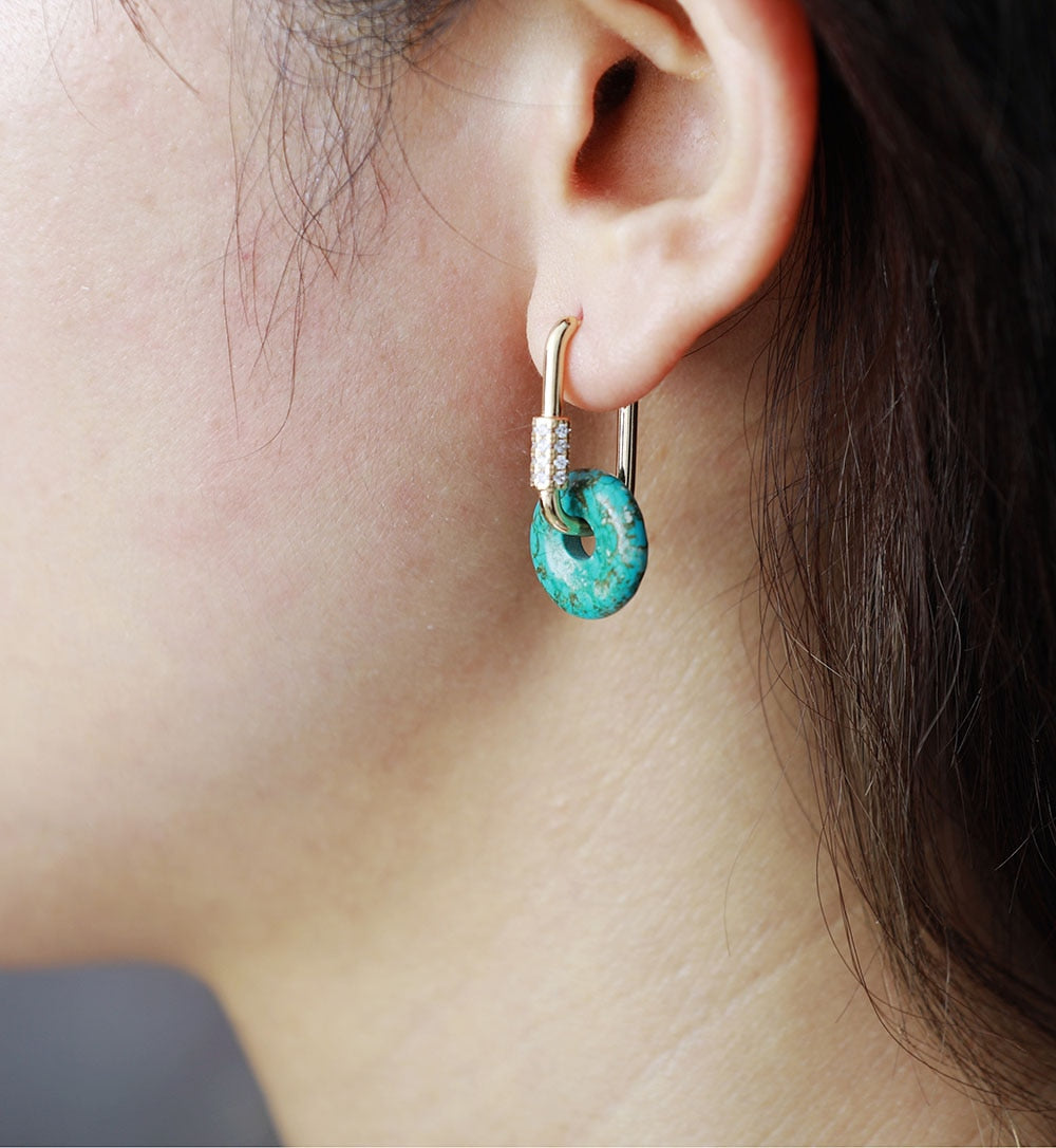 Natural African Turquoise & Zircons Earrings