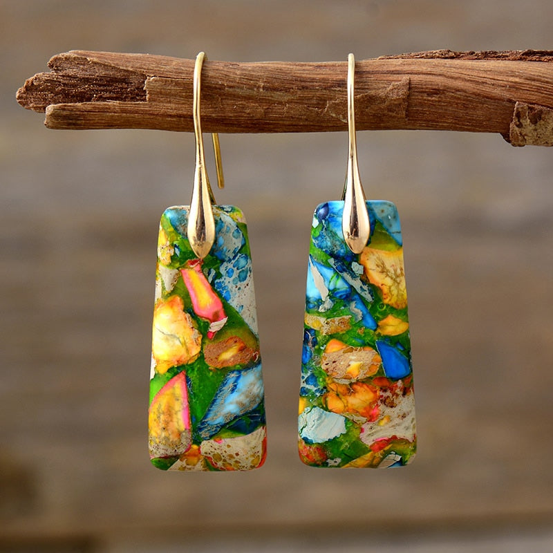 Natural Jasper Geometrical Earrings