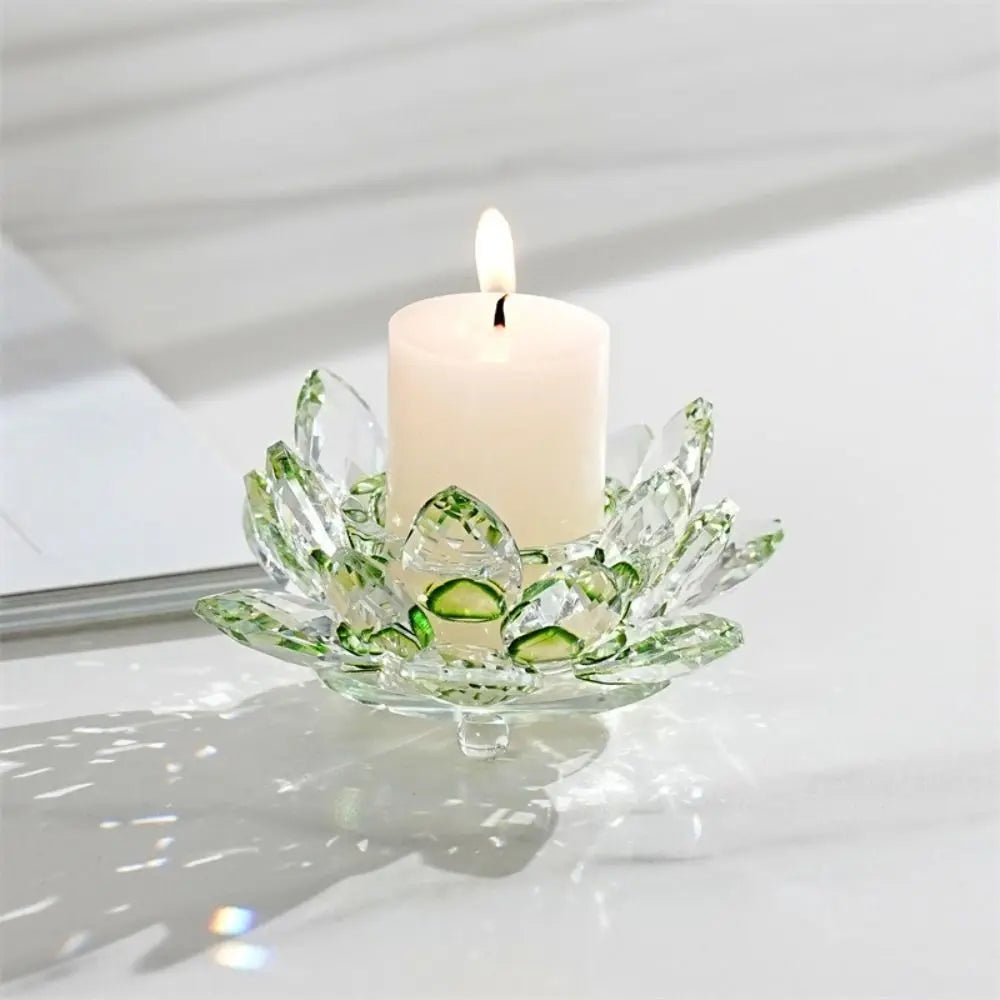 Crystal Glass Lotus Candle Holder