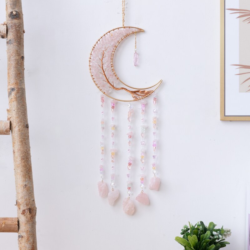 Natural Agate Moon Dream Catcher