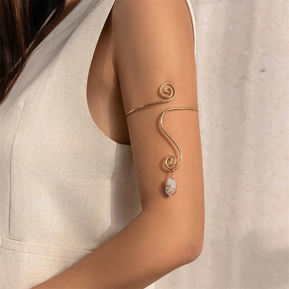 Natural Water Drop Stone Upper Arm Cuff Bangle