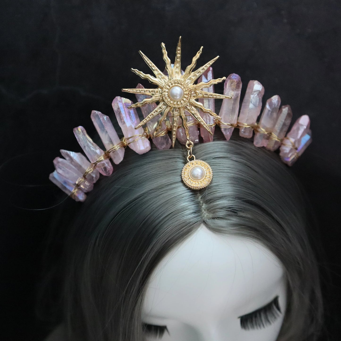 Natural Raw Crystal High Priestess Sun Tiara