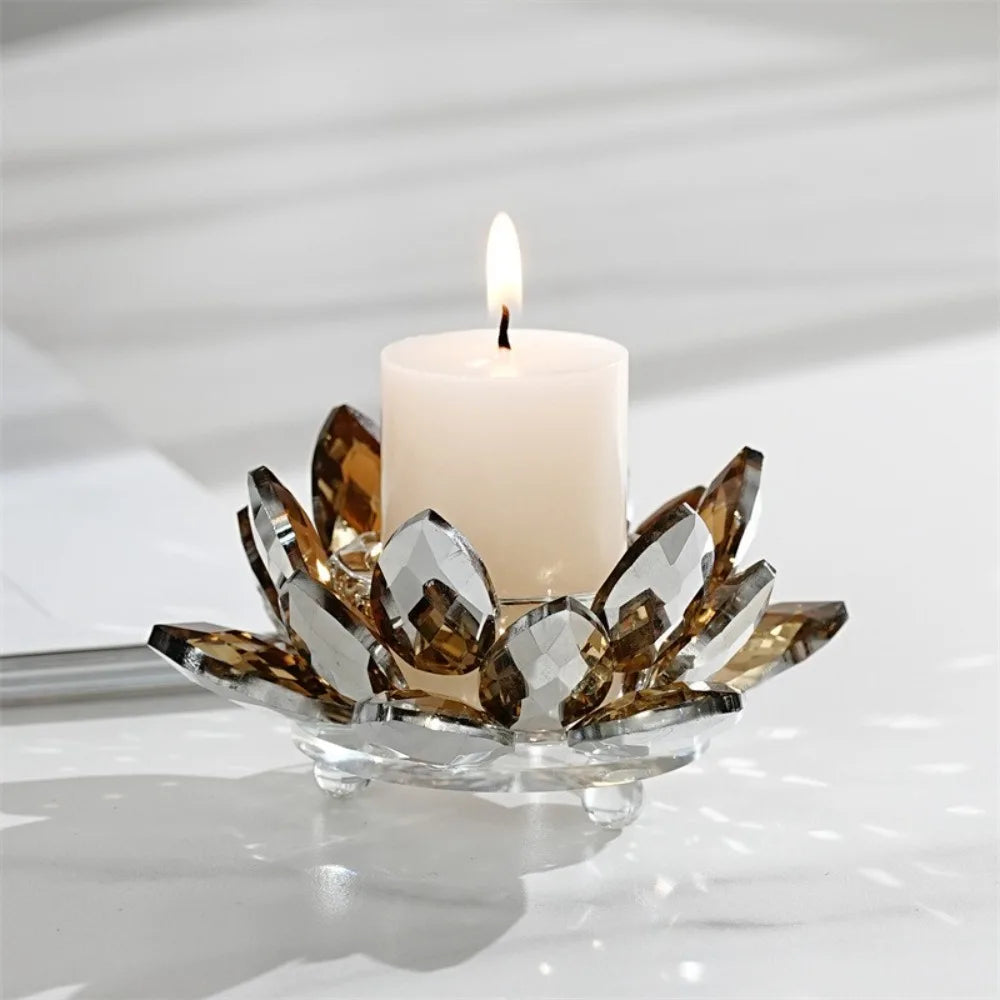 Crystal Glass Lotus Candle Holder