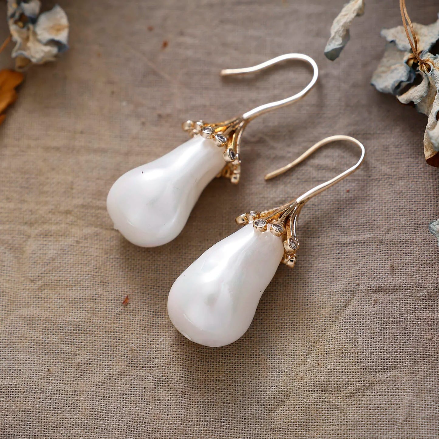 Natural Baroque Freshwater Pearls Gold Plated Earrings