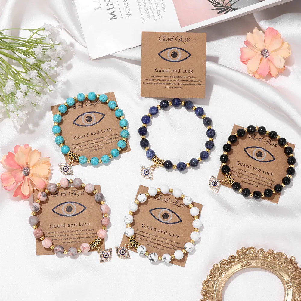 Natural Gemstone Evil Eye Protection Bracelet