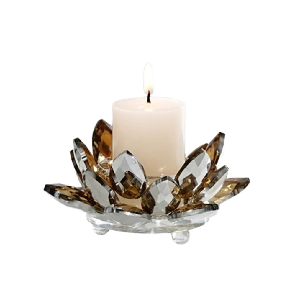 Crystal Glass Lotus Candle Holder