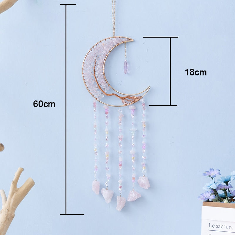 Natural Agate Moon Dream Catcher