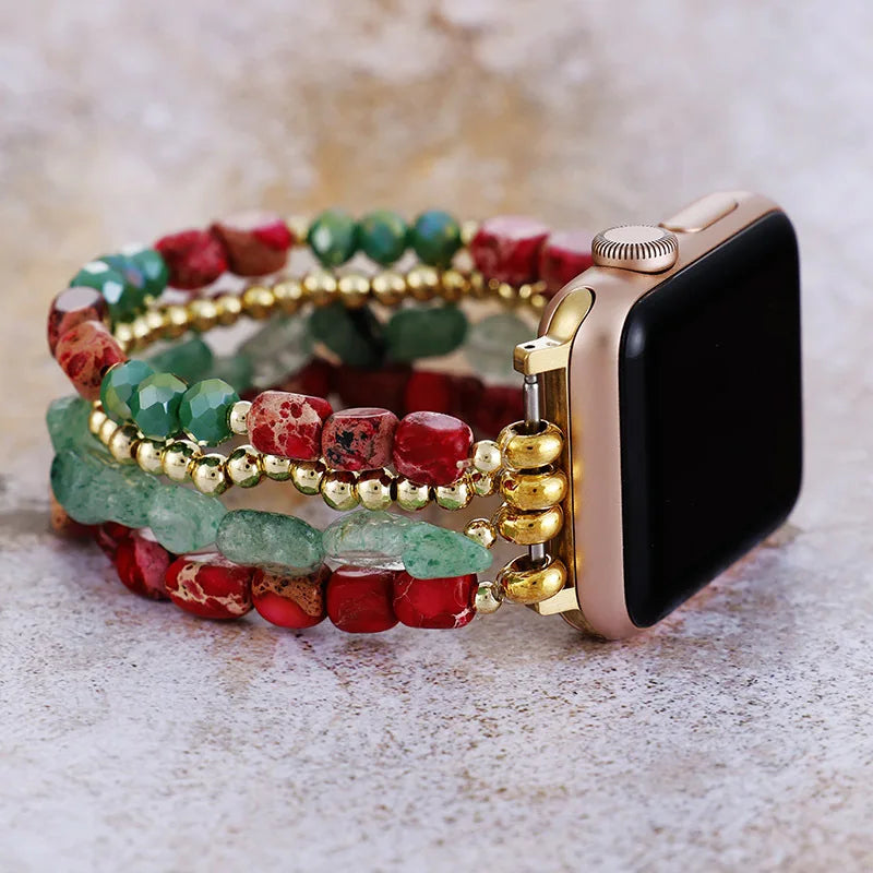 Natural Imperial Jasper & Aventurine Multi-Layered Smartwatch Band