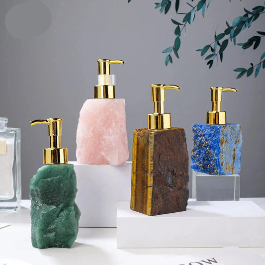 Natural Raw Crystal Stone Soap Dispenser