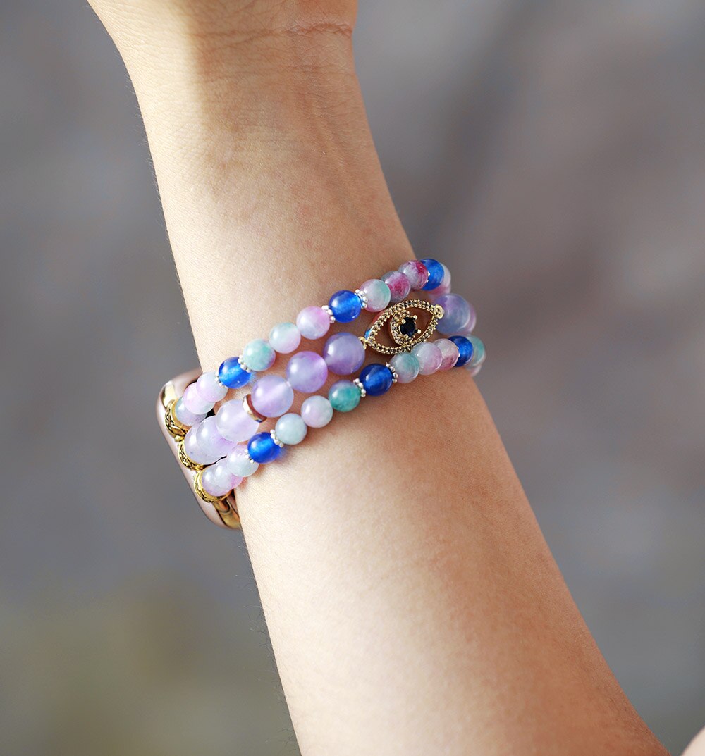 Natural Purple Jade & Blue Quartz Apple Watch Band