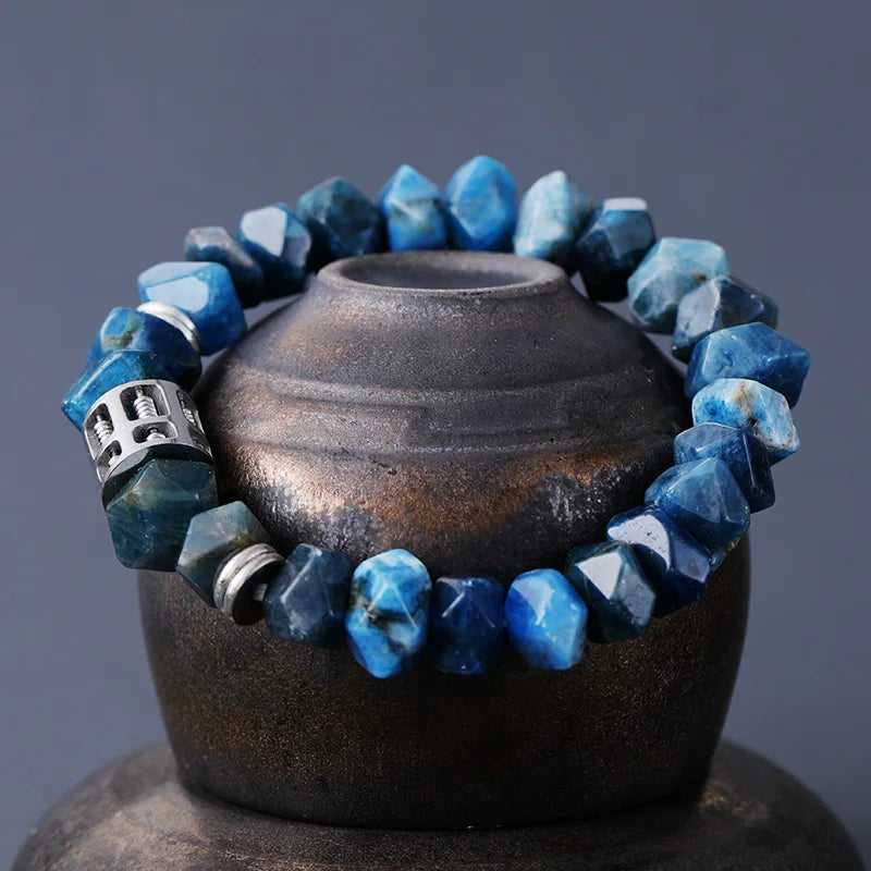 Natural Apatite Stones Abacus Charm Bracelet