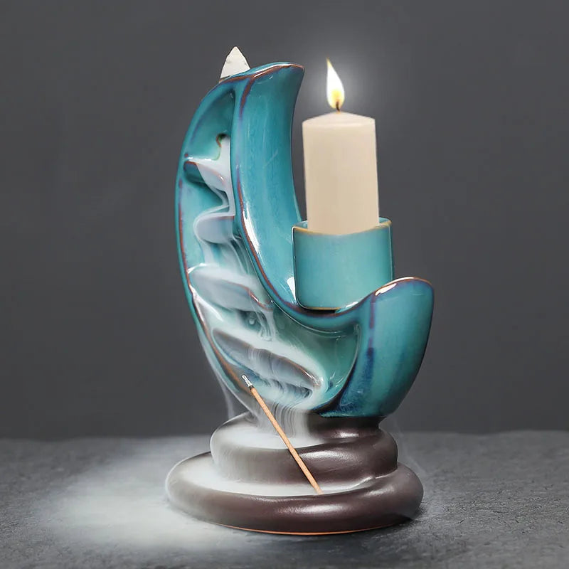 Handmade Ceramic Moon Incense & Candle Holder 3 in 1