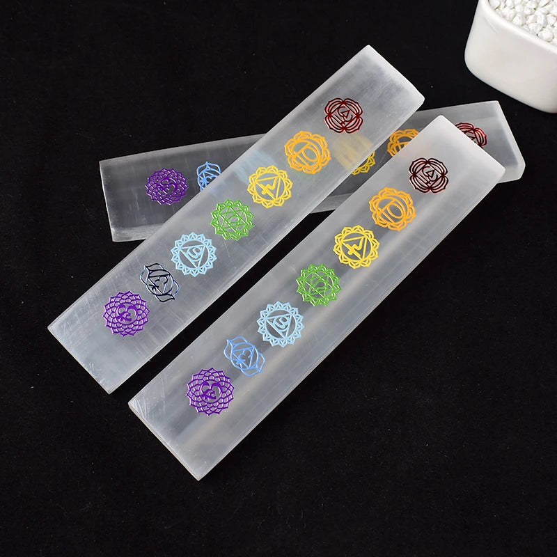 Natural Selenite Seven Chakras Stick