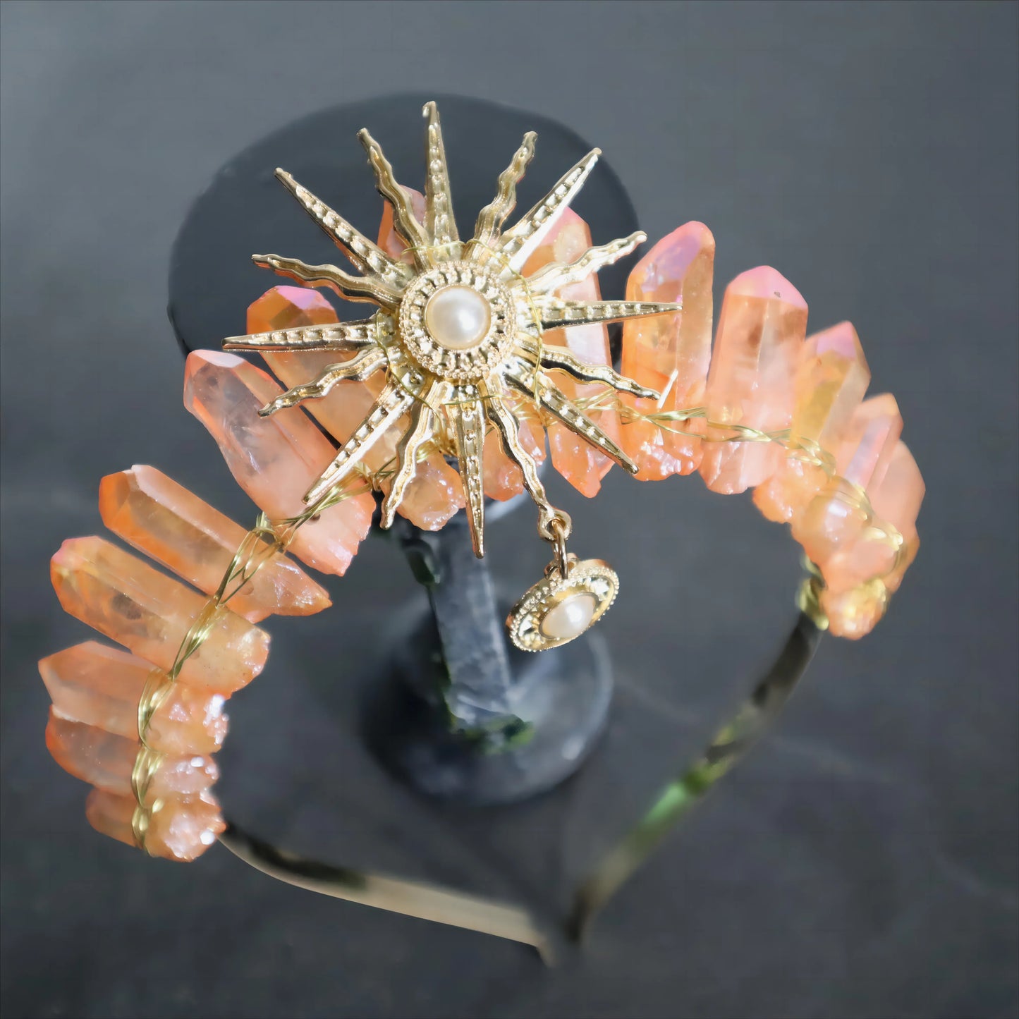 Natural Raw Crystal High Priestess Sun Tiara