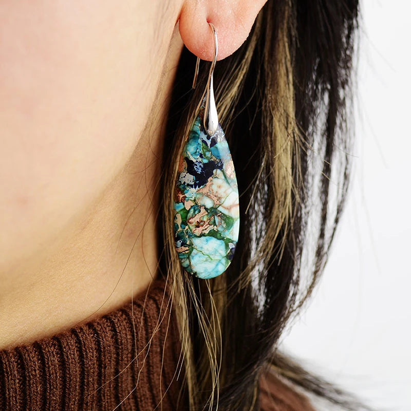 Natural Blue & Green Royal Jasper Earrings