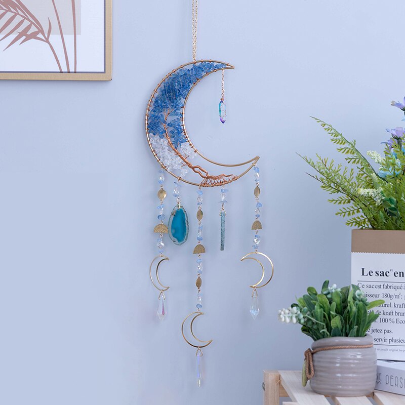 Natural Agate Moon Dream Catcher