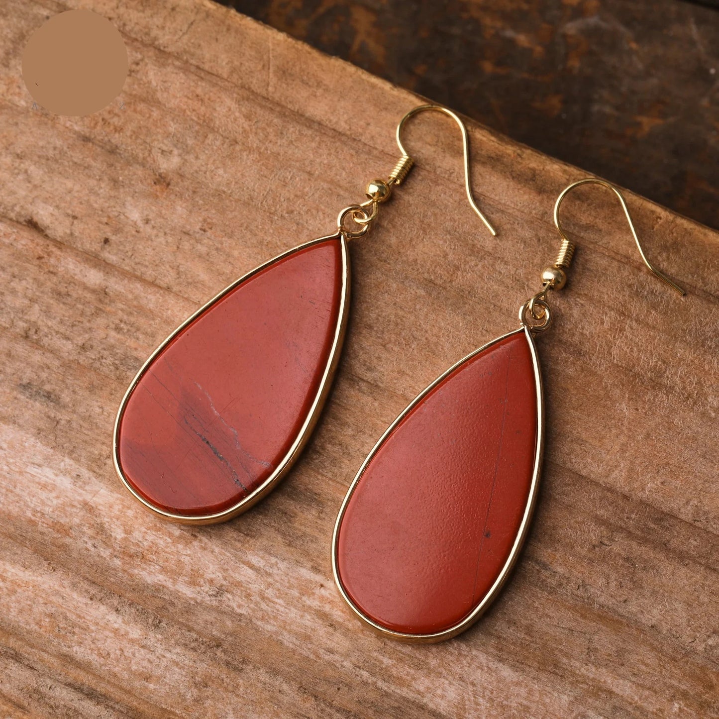 Natural Red Jasper Teardrop Earrings