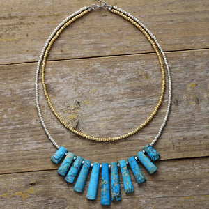 Natural Turquoise Jasper Multi-Layered Necklace