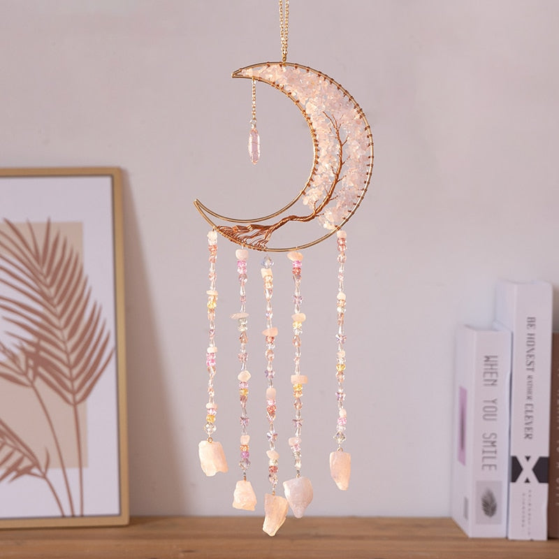 Natural Agate Moon Dream Catcher