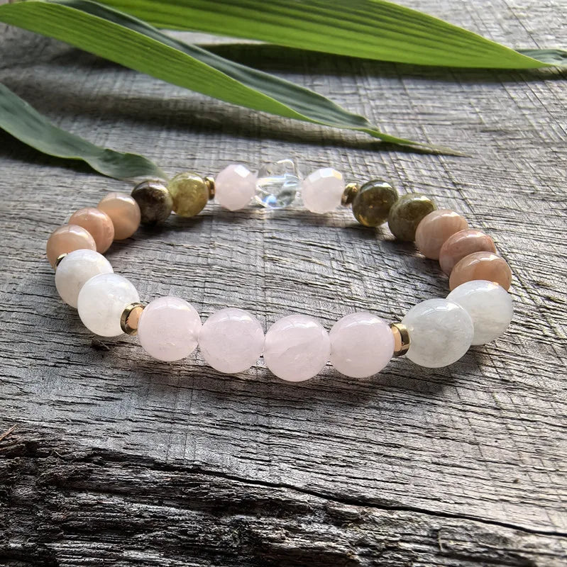 Natural Garnet, Sunstone & Rose Quartz 108 Beads Mala Set