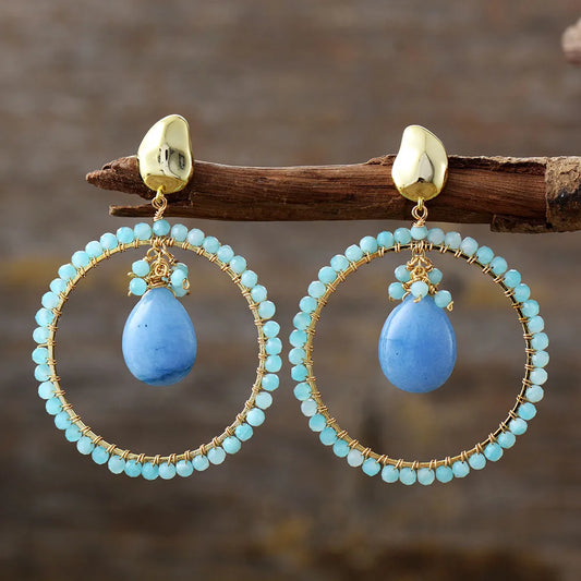 Natural Amazonite Classy Hoop Earrings