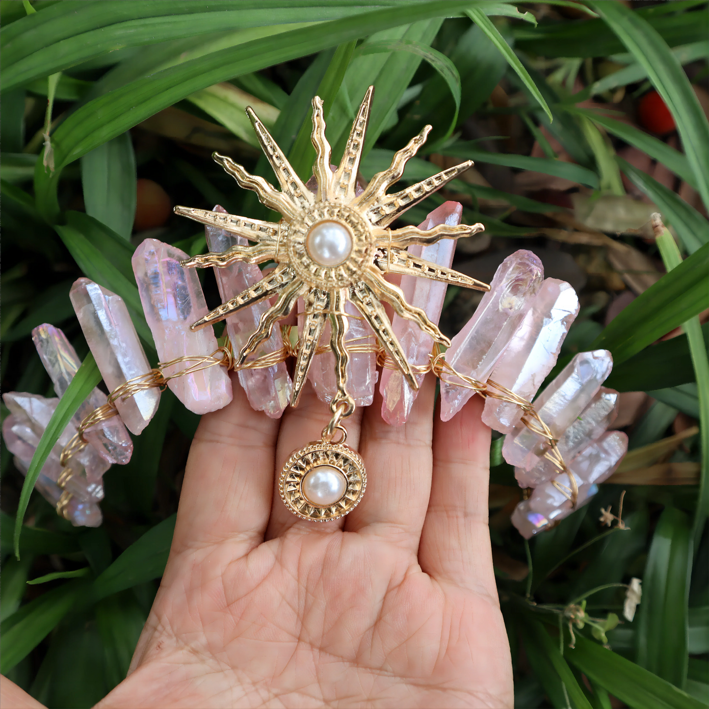 Natural Raw Crystal High Priestess Sun Tiara