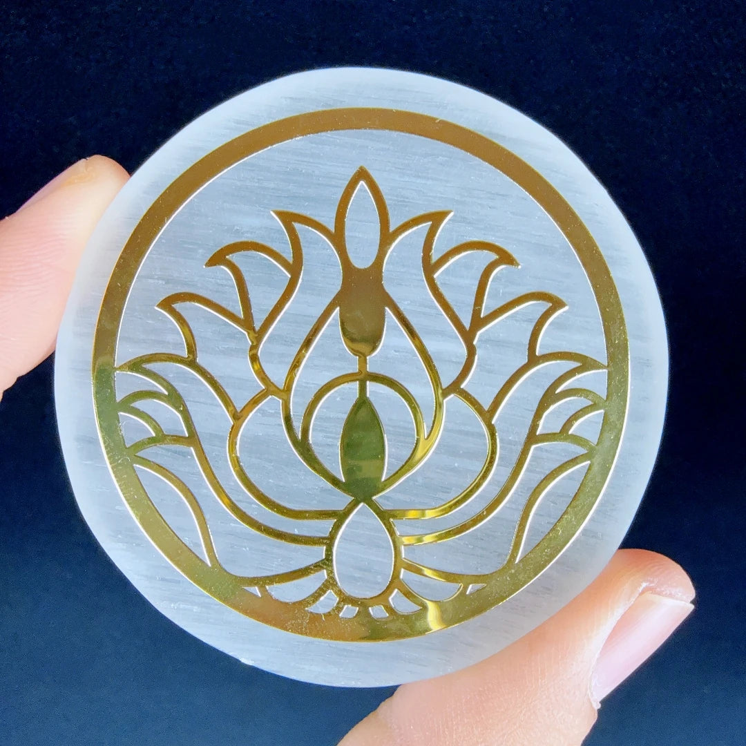 Natural Selenite Lotus Charging Disc