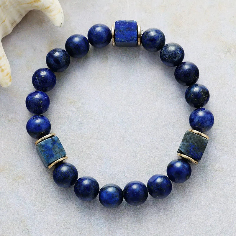 Natural Lapis Lazuli Unisex Beaded Bracelet