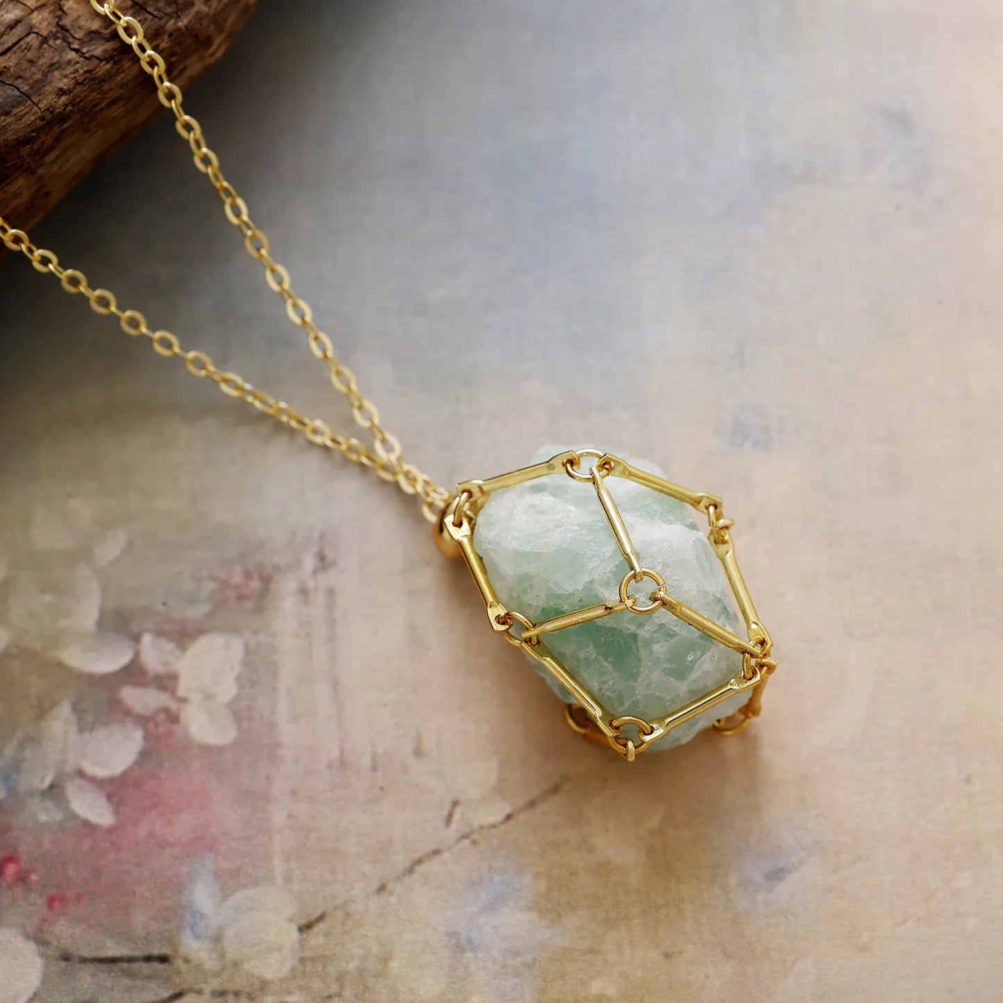 Natural Amazonite Amethyst Jade Pendant Chain Necklace