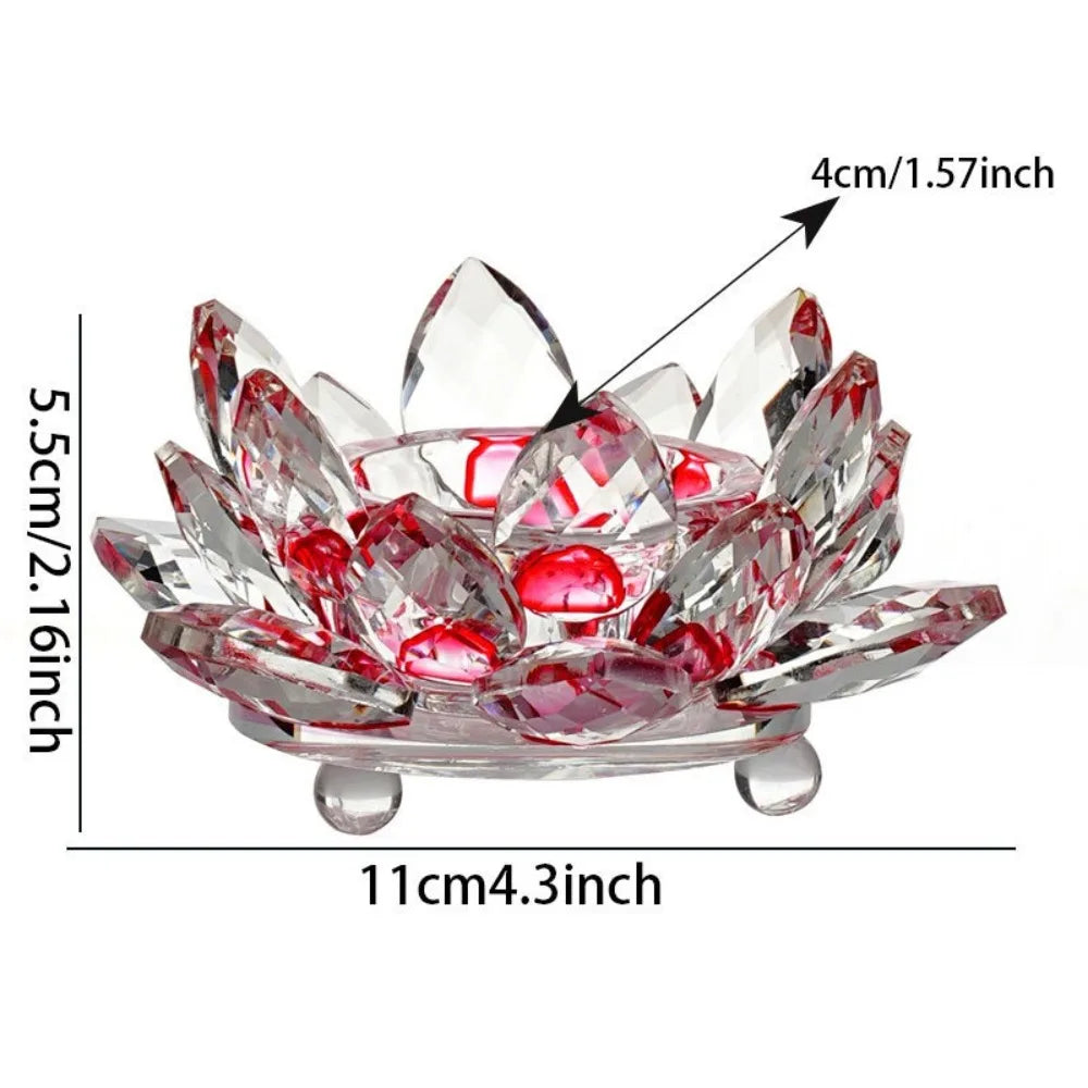 Crystal Glass Lotus Candle Holder