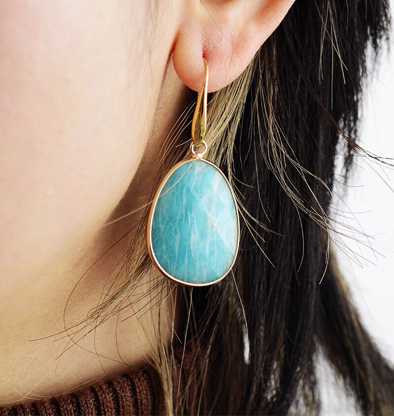 Natural Amazonite Ocean Earrings