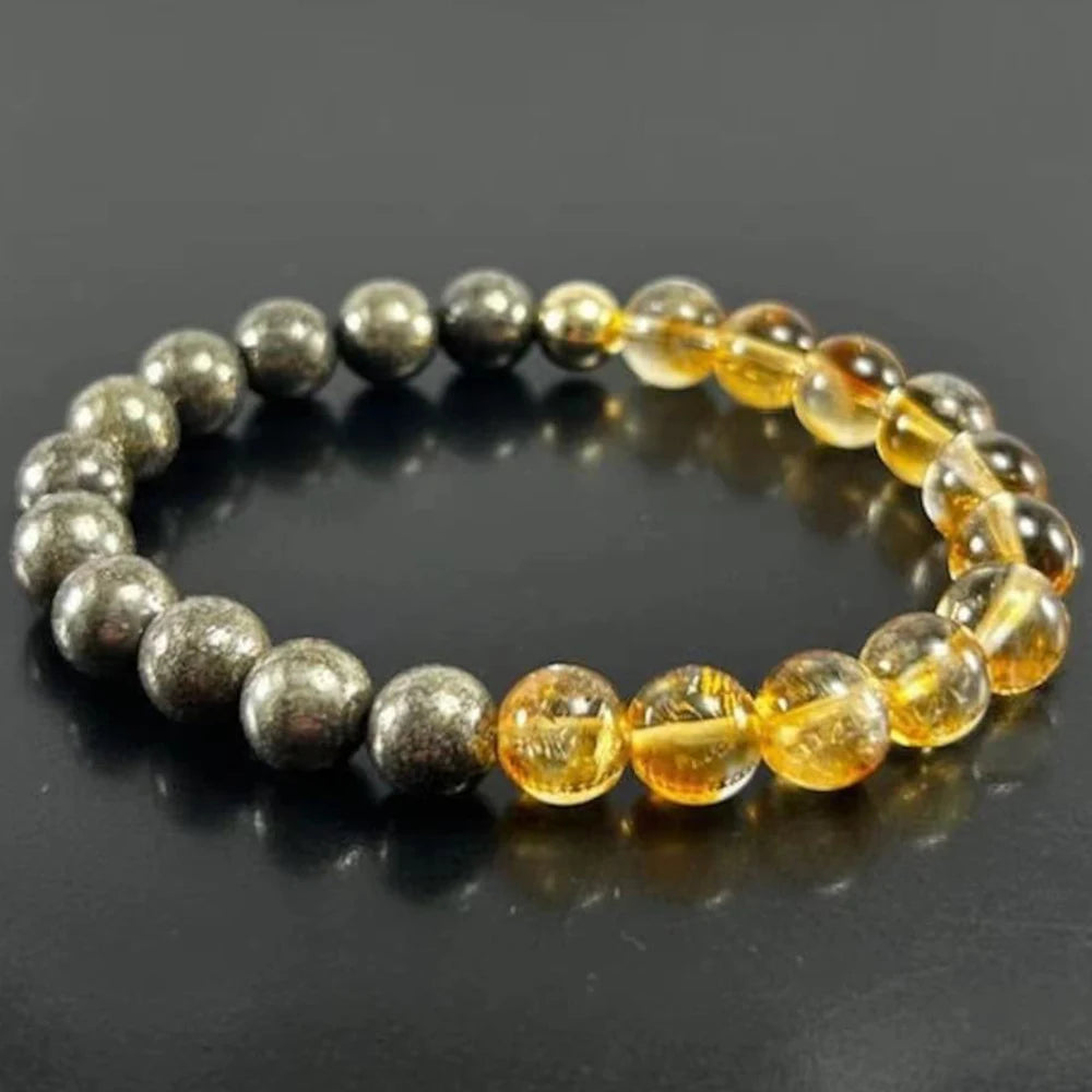 Natural Pyrite & Citrine Beaded Bracelet