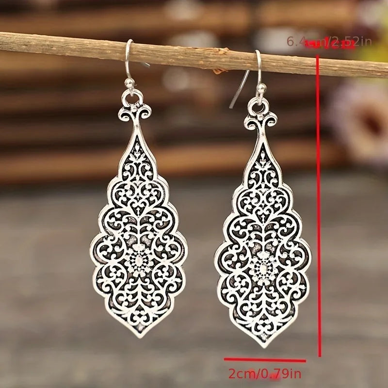 Boho Carved Hindu Vintage  Dangle Earrings