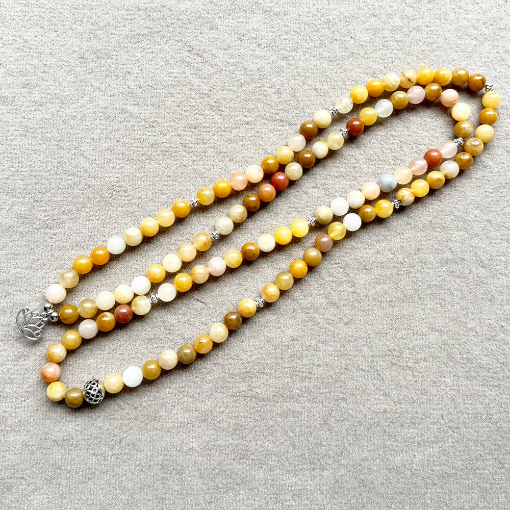 Natural Yellow Jade 108 Beads Mala