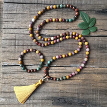 Load image into Gallery viewer, Natural Mookaite, Red Jasper, African Turquoise &amp; Aventurine Pendant Mala

