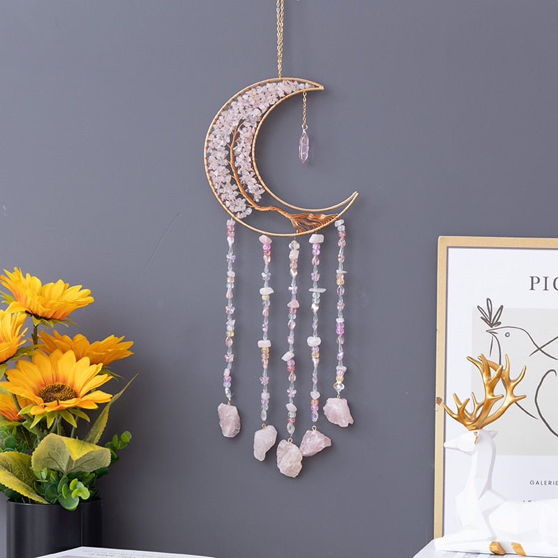 Natural Agate Moon Dream Catcher