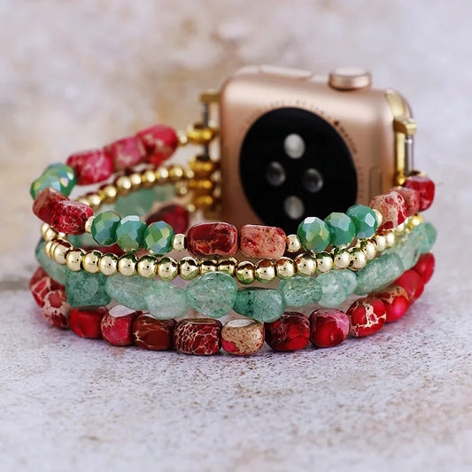 Natural Imperial Jasper & Aventurine Multi-Layered Smartwatch Band