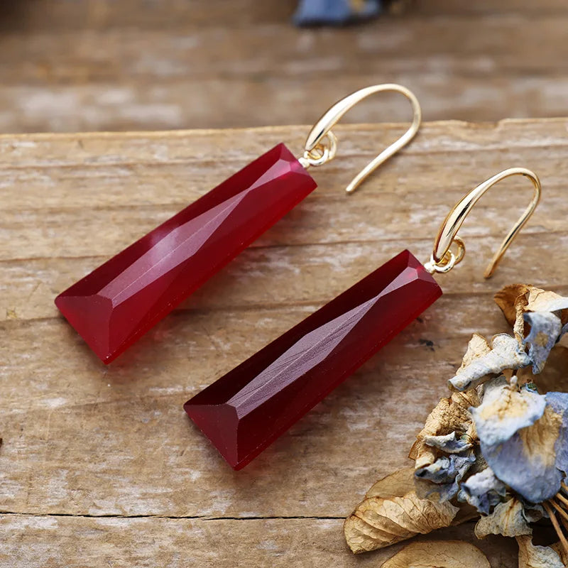 Natural Jade Pyramidal Classy Earrings