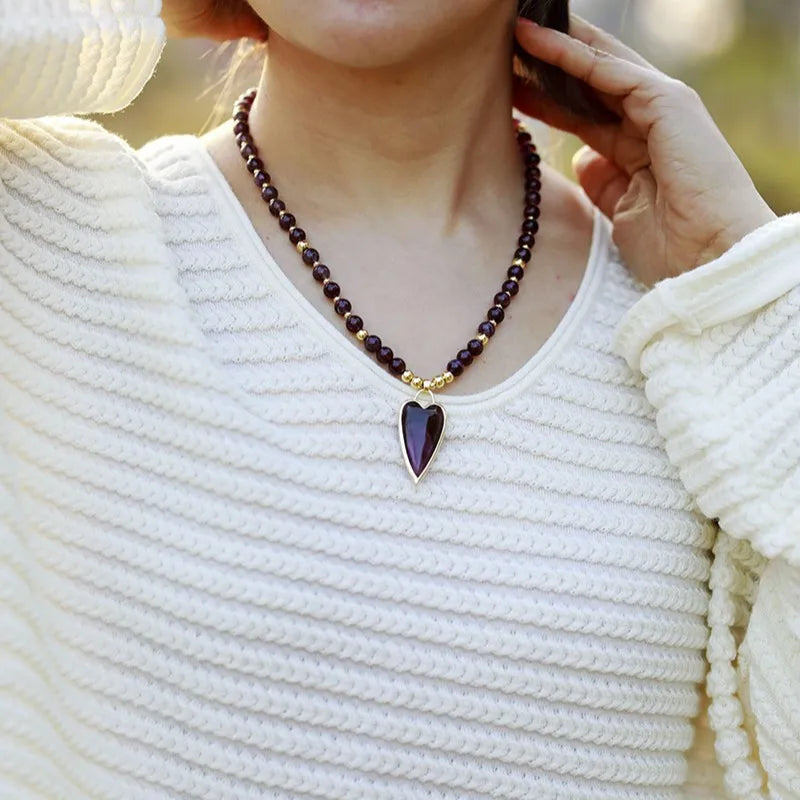 Natural Rose Quartz Minimalist Heart Choker Necklace