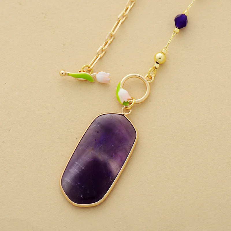 Natural Amethyst & Gold Plated Choker Necklace