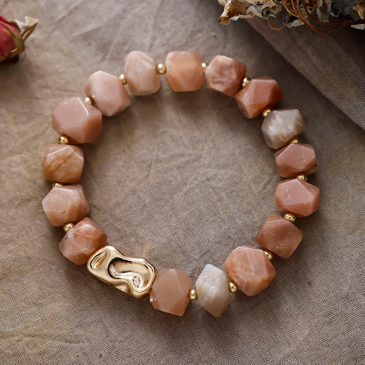 Natural Irregular Amazonite Bracelet with Gold Plated Accent