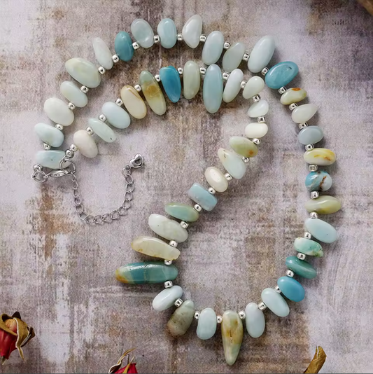 Natural Amazonite Bold Beads Choker Necklace