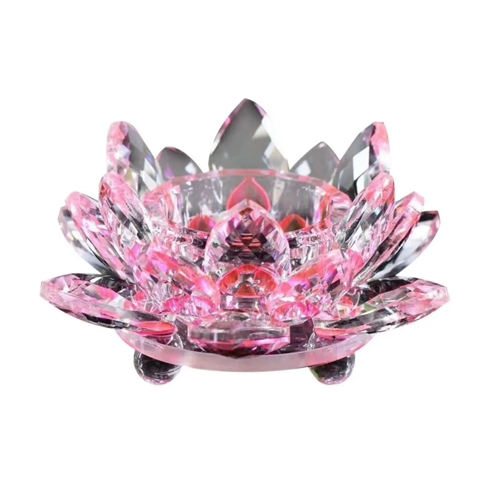 Crystal Glass Lotus Candle Holder