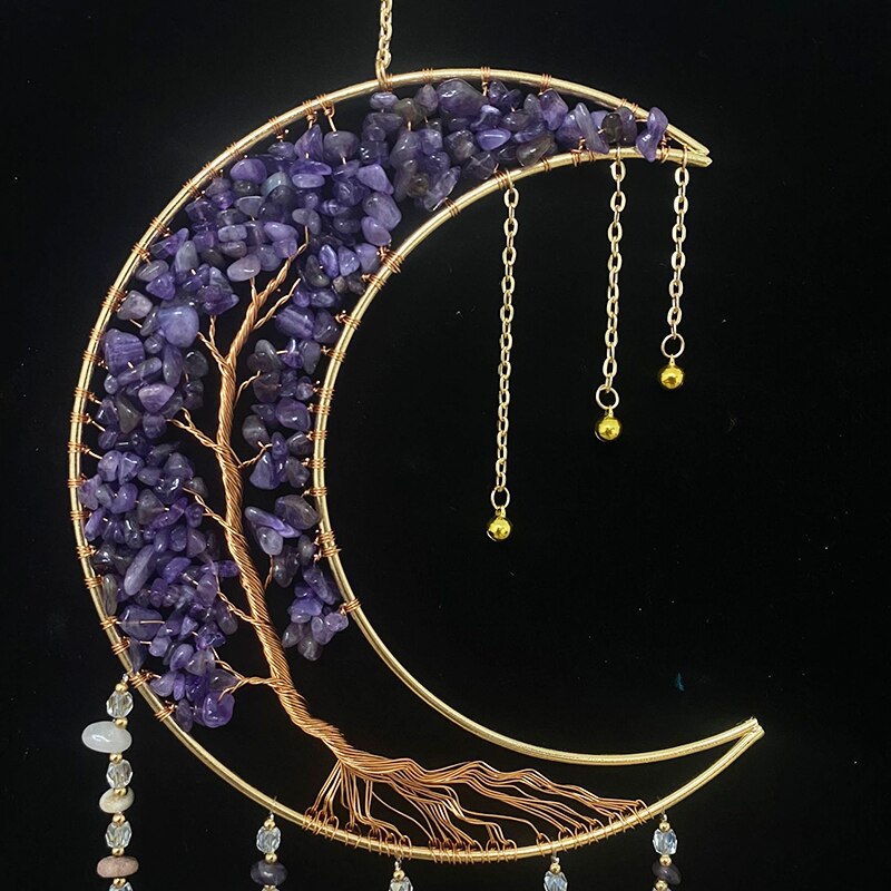 Natural Agate Moon Dream Catcher