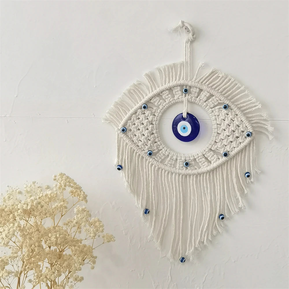 Handwoven Cotton Evil Eye Wall Tapestry