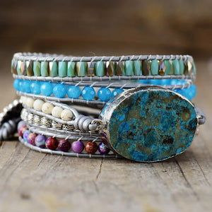 Natural Ocean Jasper & Mixed Gemstones Wrap Bracelet