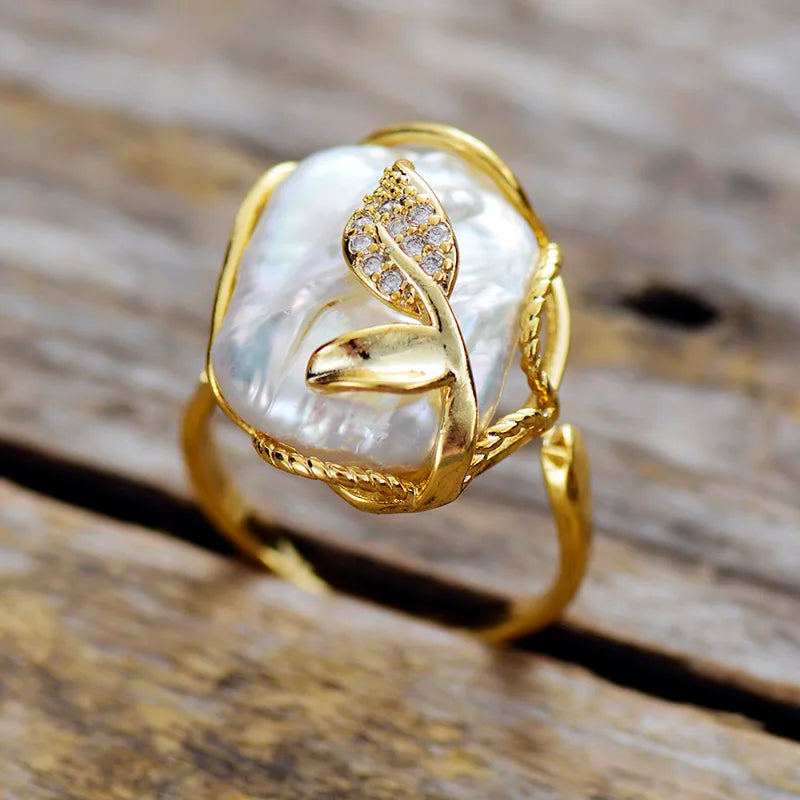 Natural Freshwater Pearl Gold Plated Ring
